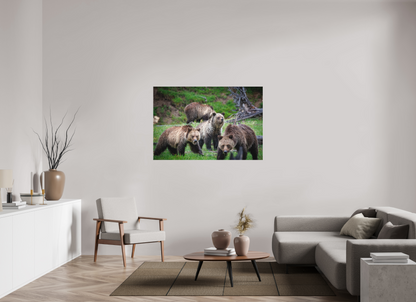 54 x 36″, Canvas "Family Watch" - Grizzly Bears