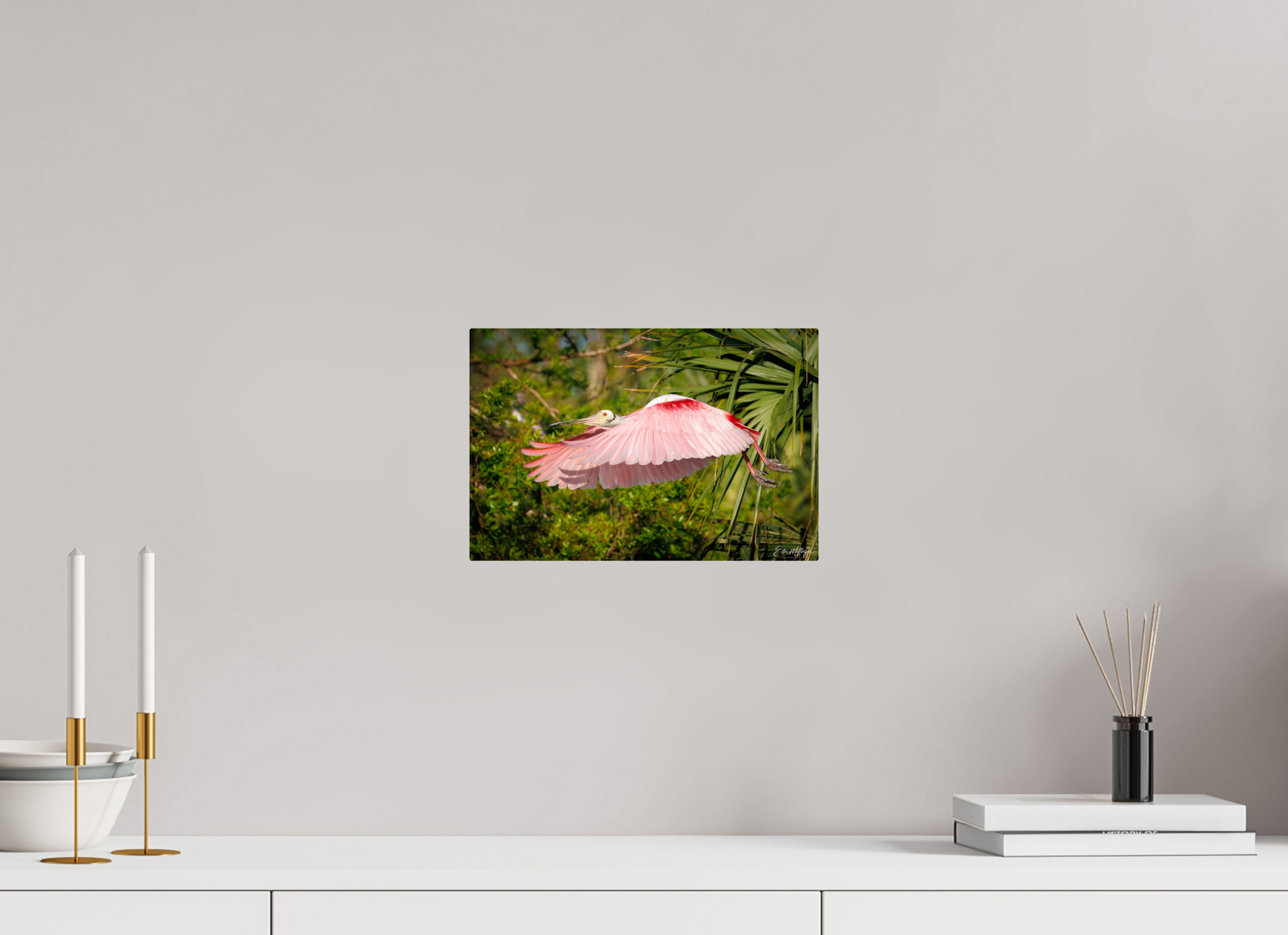 12 x 8″, Metal "Pink Passage" - Roseate Spoonbill