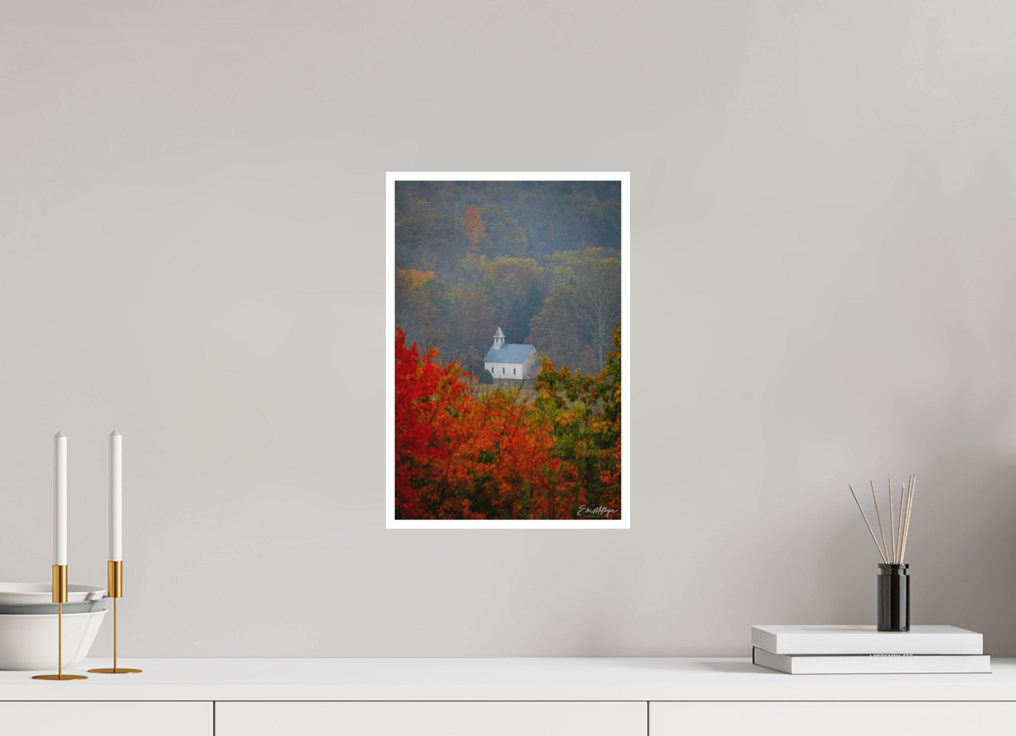 10 x 15″, Fine art print Autumn Faith - Cades Cove Methodist Church