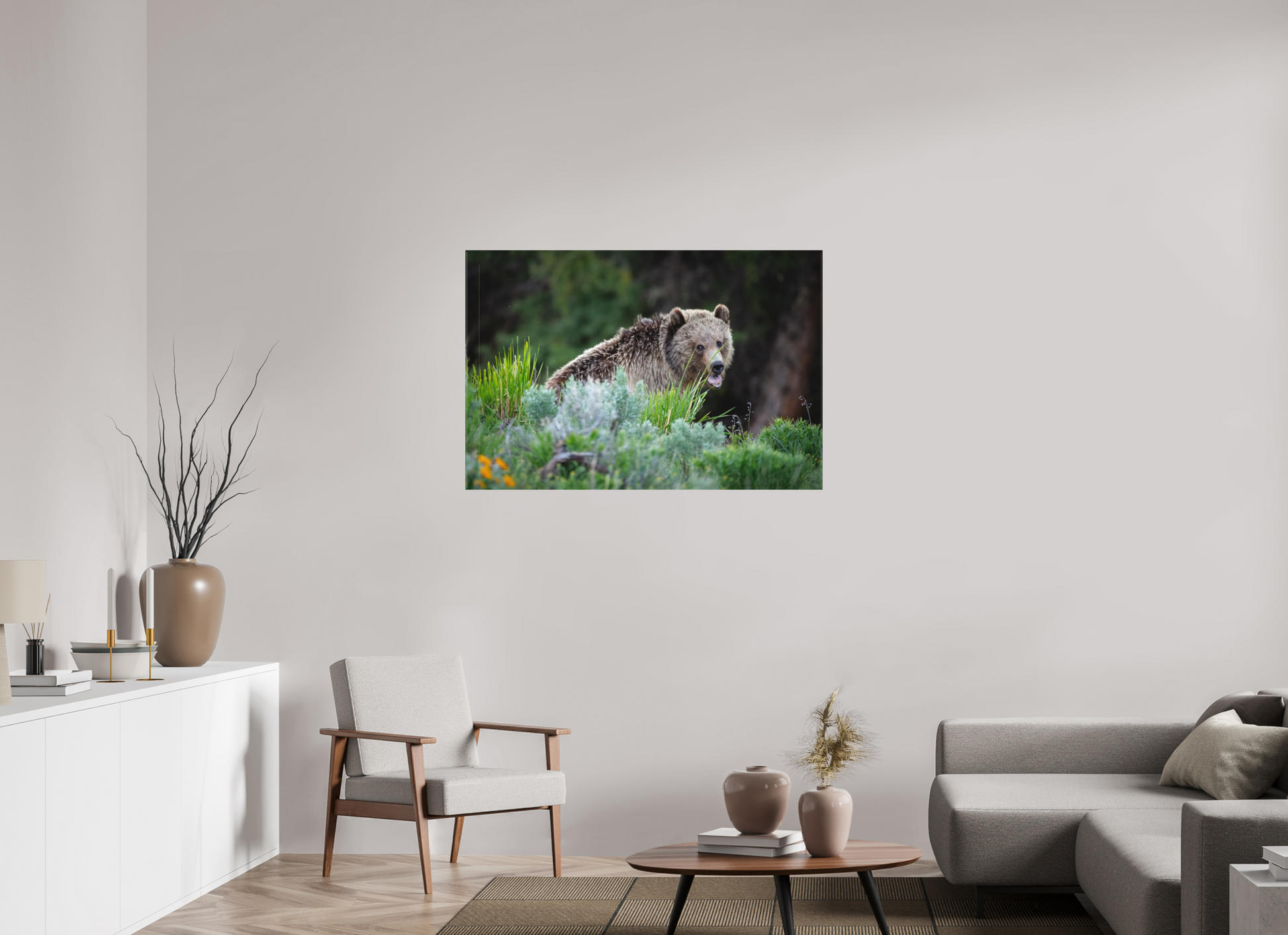 45 x 30″, Canvas "Gentle Yawn" - Grizzly Bear