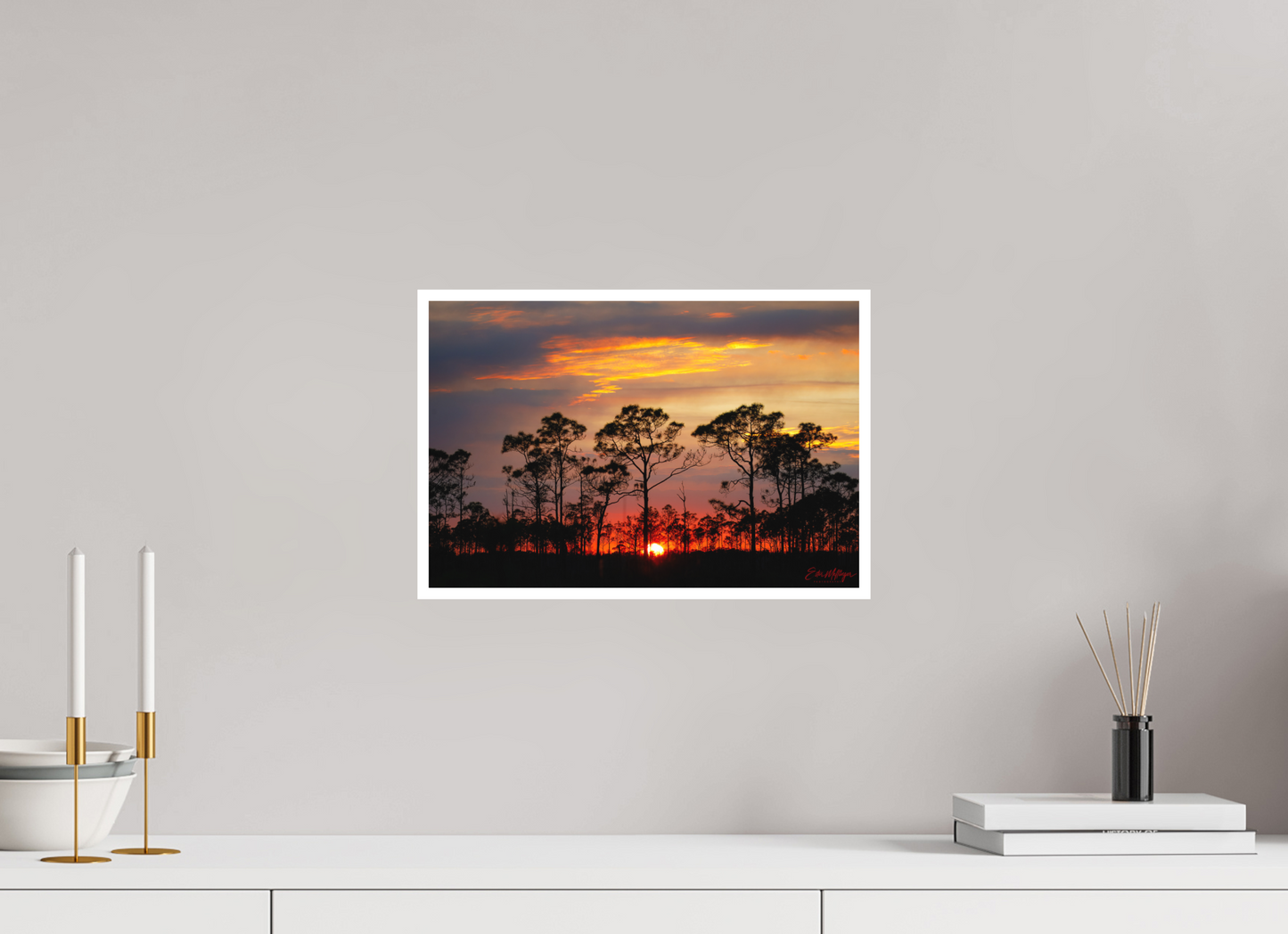 15 x 10″, Fine art print "Fire in the Pines" - Big Cypress Sunset