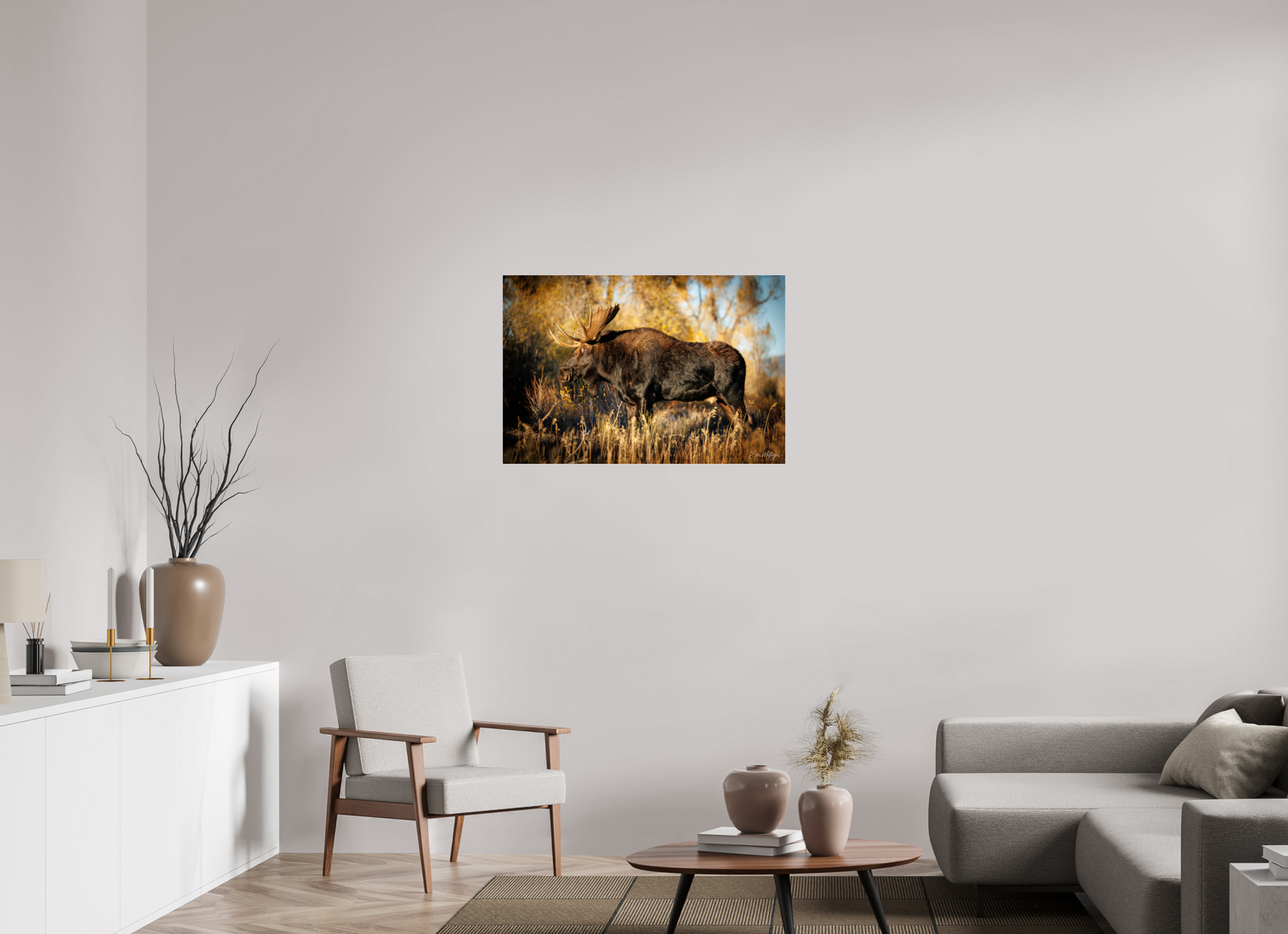 36 x 24″, Acrylic "Monarch of Gros Ventre - Presence" - Bull Moose
