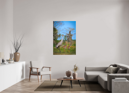36 x 54″, Canvas "Wetland Wanderers" - Sandhill Cranes