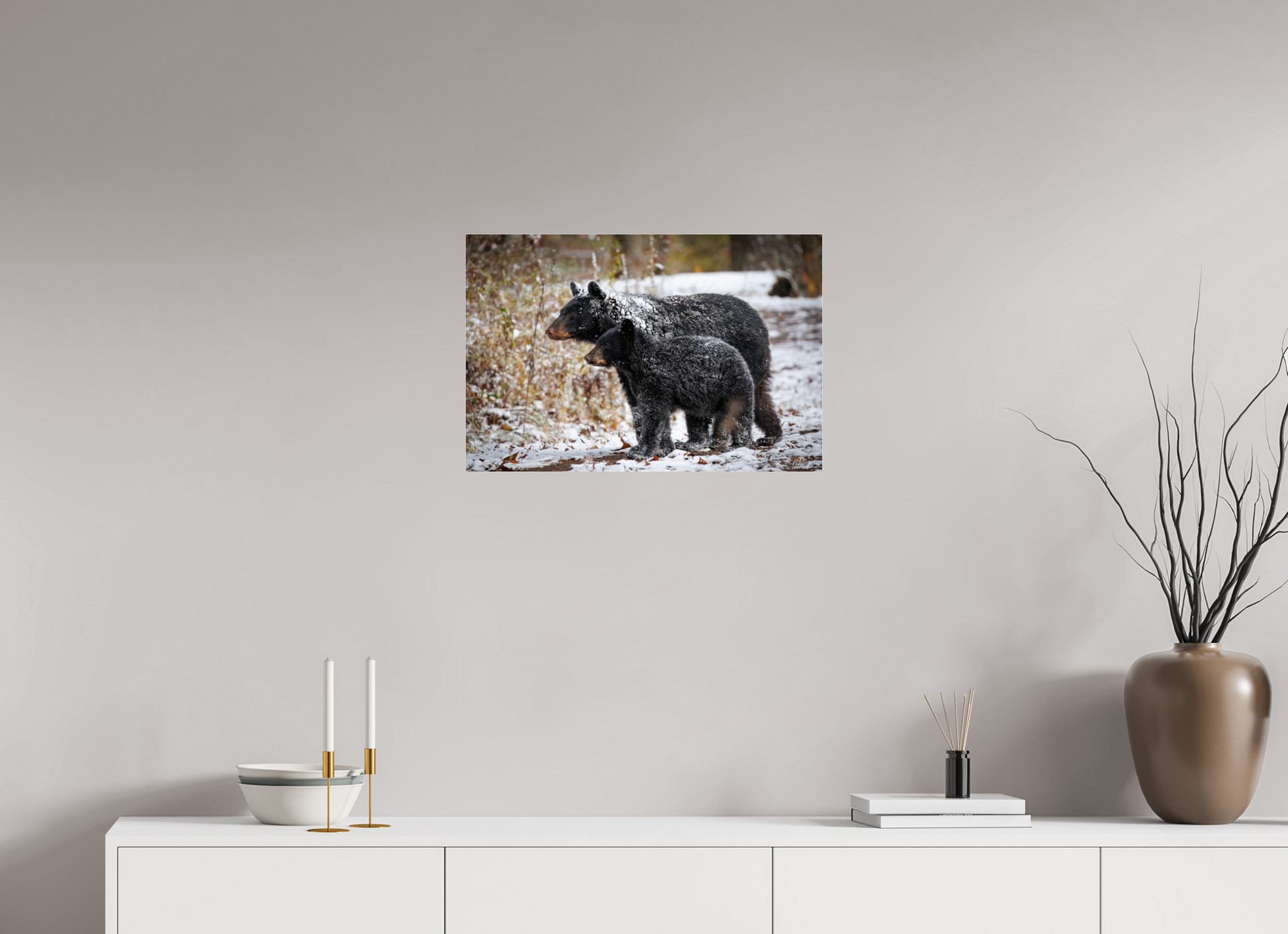 24 x 16″, Acrylic "Guardians of the Snow" - Black Bears