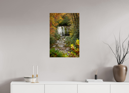 20 x 30″, Metal "Autumn's Window" - Meigs Falls