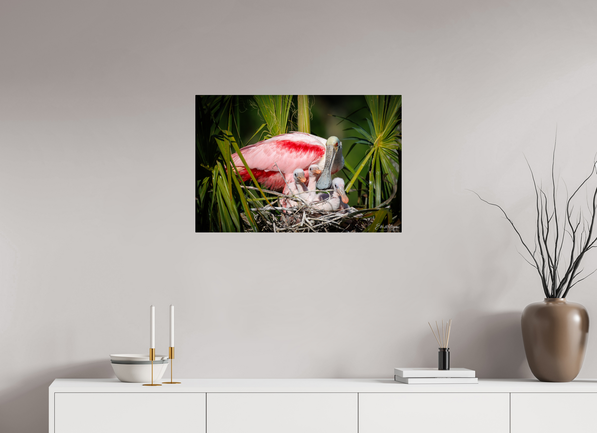 30 x 20″, Acrylic "The Nest Above" - Spoonbills