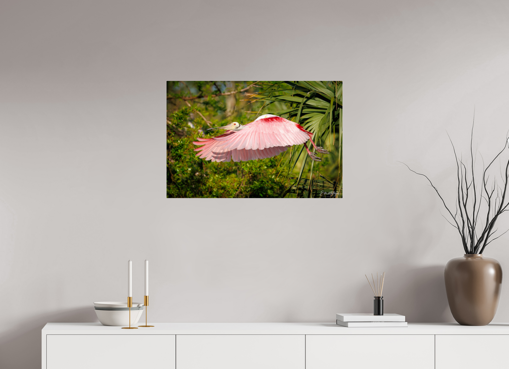 30 x 20″, Acrylic "Pink Passage" - Roseate Spoonbill