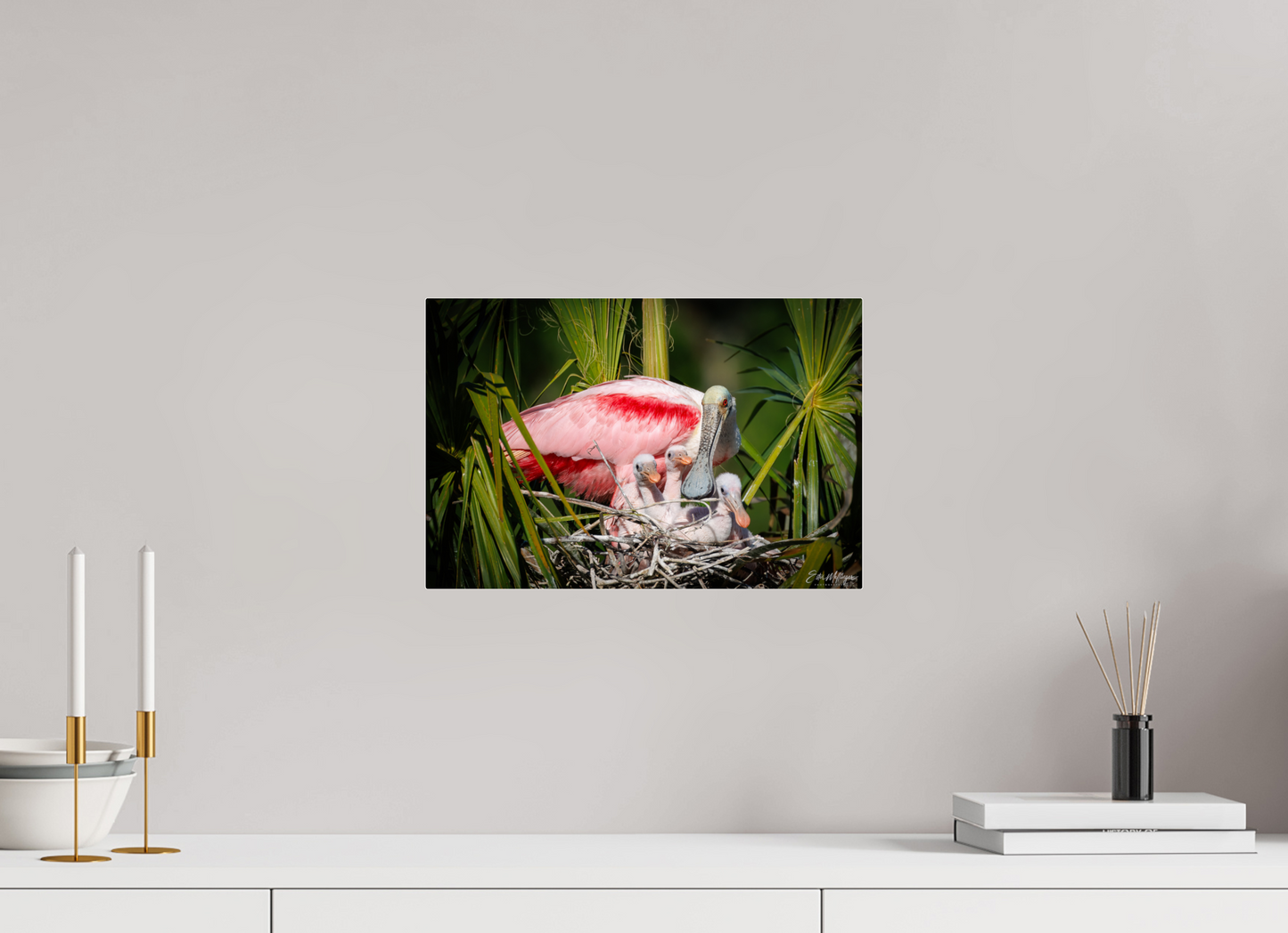 15 x 10″, Acrylic "The Nest Above" - Spoonbills