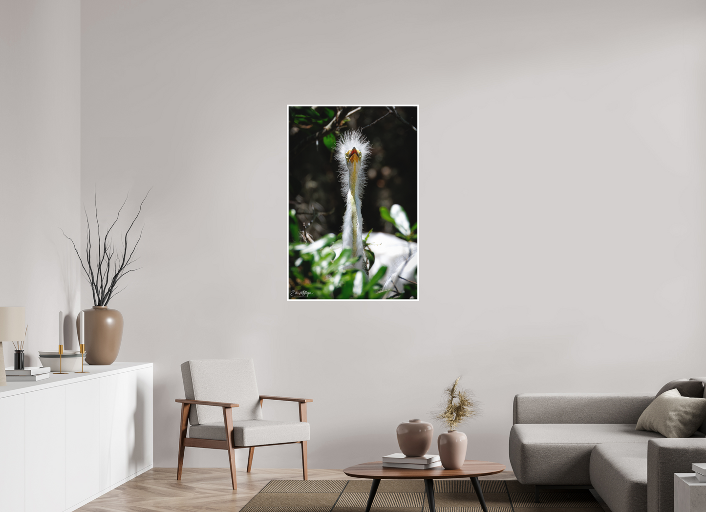 30 x 45″, Fine art print "Wetland Punk" - Great Egret