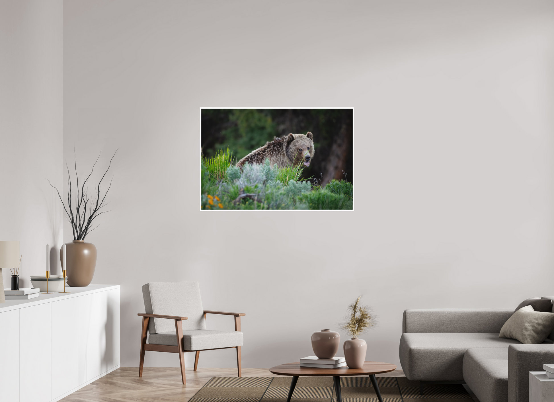 45 x 30″, Fine art print "Gentle Yawn" - Grizzly Bear