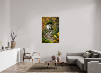 36 x 54″, Metal "Autumn's Window" - Meigs Falls