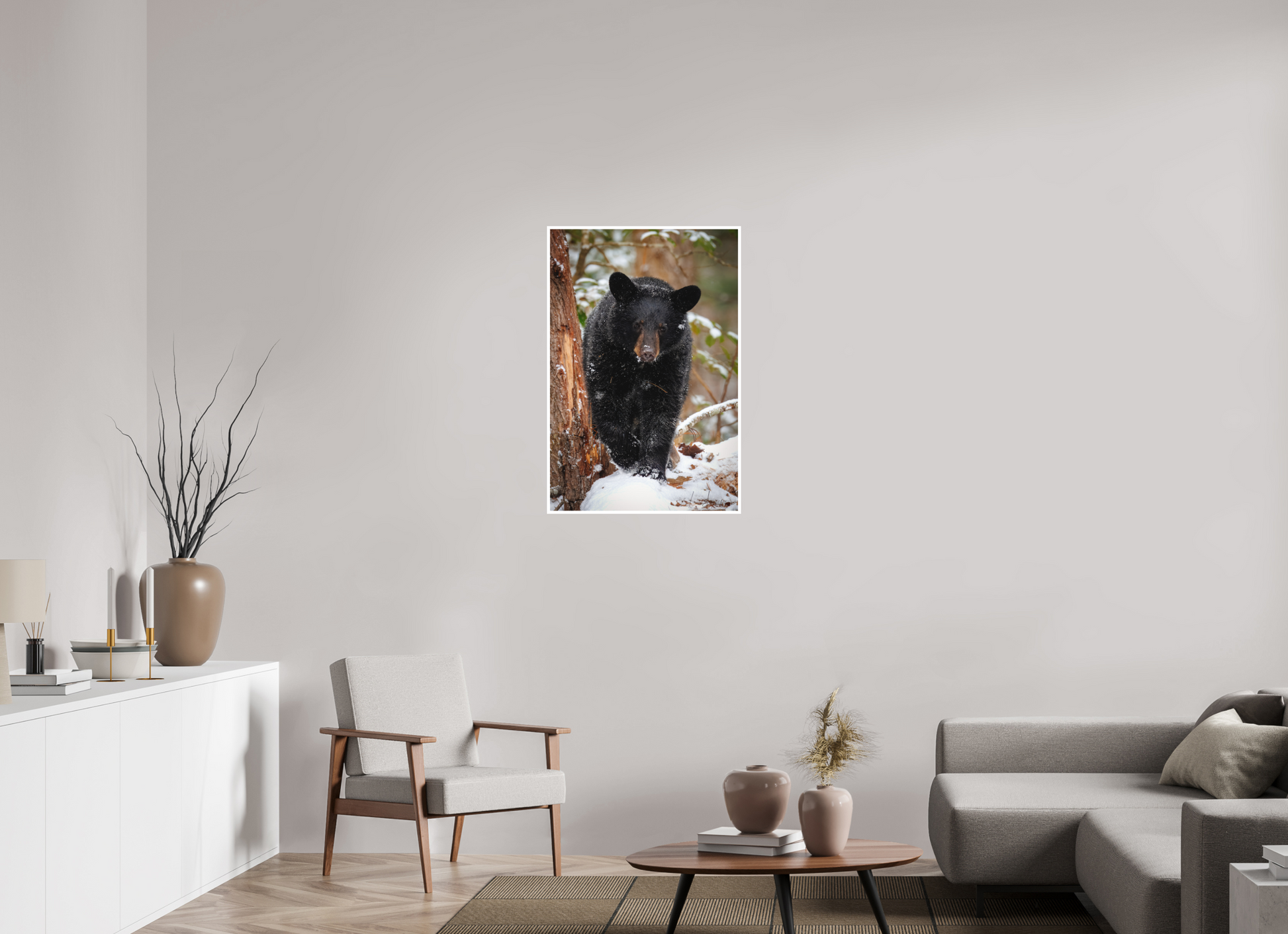 24 x 36″, Fine art print "Steps Through Snow" - Black Bear