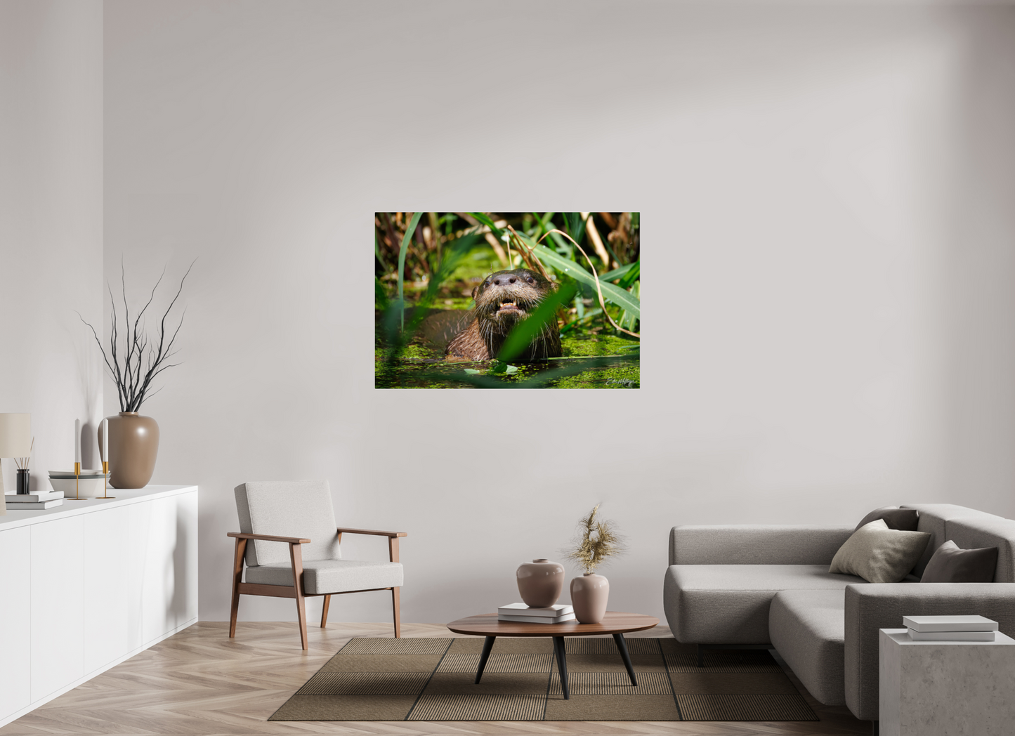 54 x 36″, Acrylic "Swamp Watcher" - American river otter