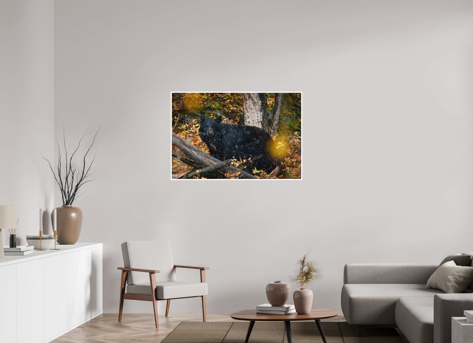 45 x 30″, Fine art print "Between Seasons" - Black Bear