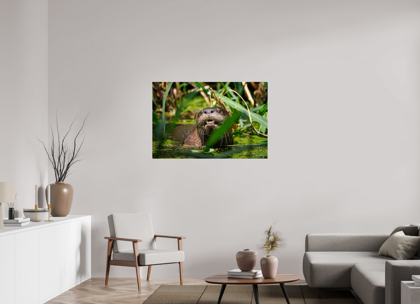 45 x 30″, Metal "Swamp Watcher" - American river otter