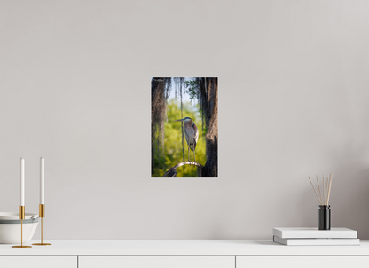 8 x 12″, Acrylic "Framed by the Moss" - Great Blue Heron