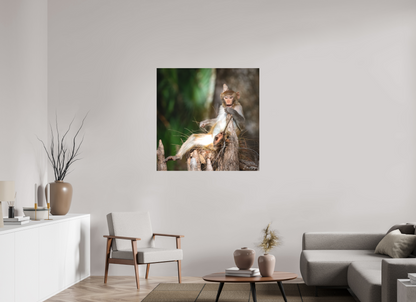 40 x 40″, Canvas "Silver Song" - Rhesus Macaque