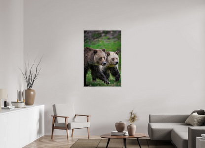 30 x 45″, Acrylic "Rainfall Stroll" - Grizzly Bears