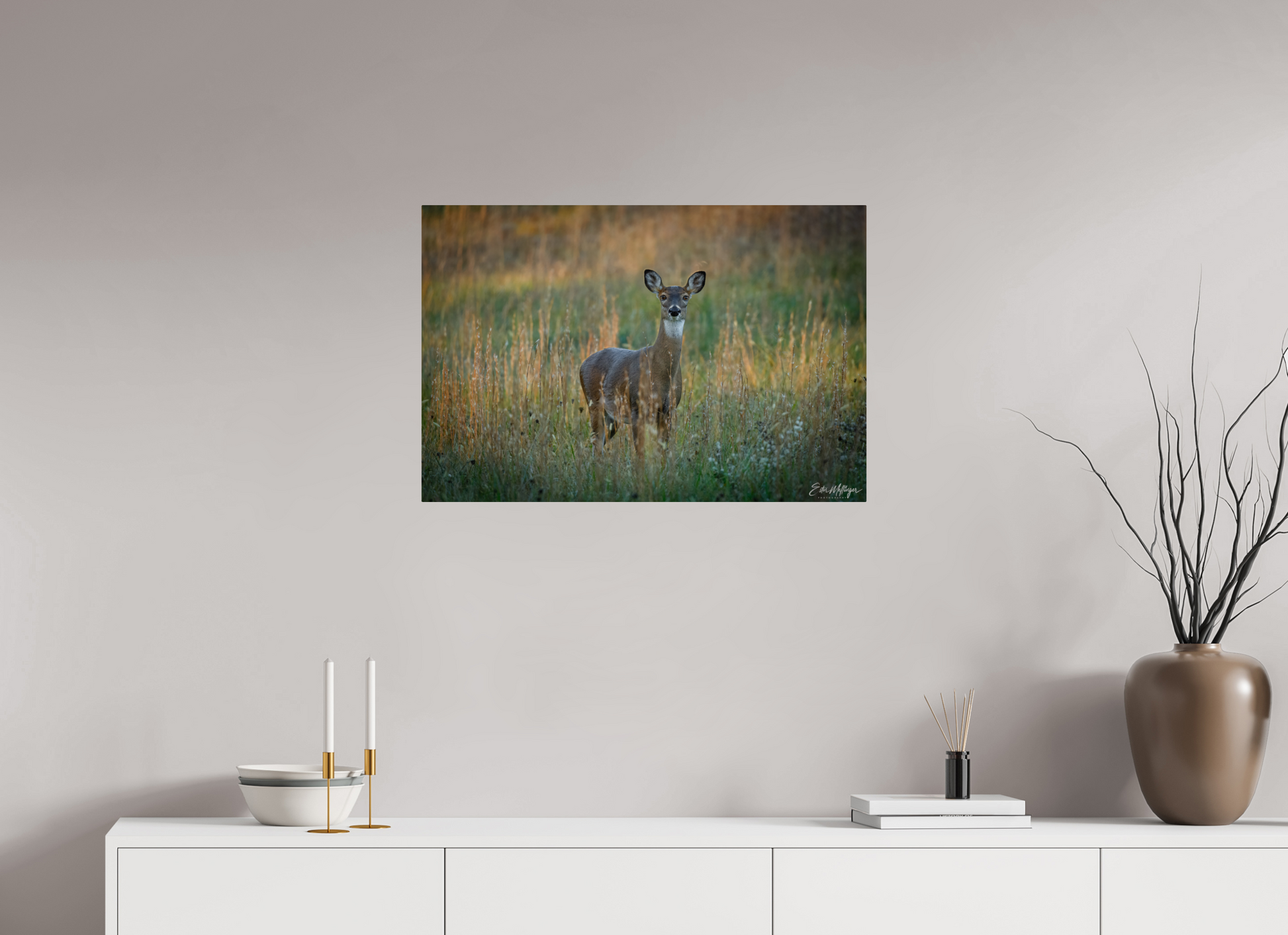 30 x 20″, Metal "Grace in the Meadow" - White-tailed Doe