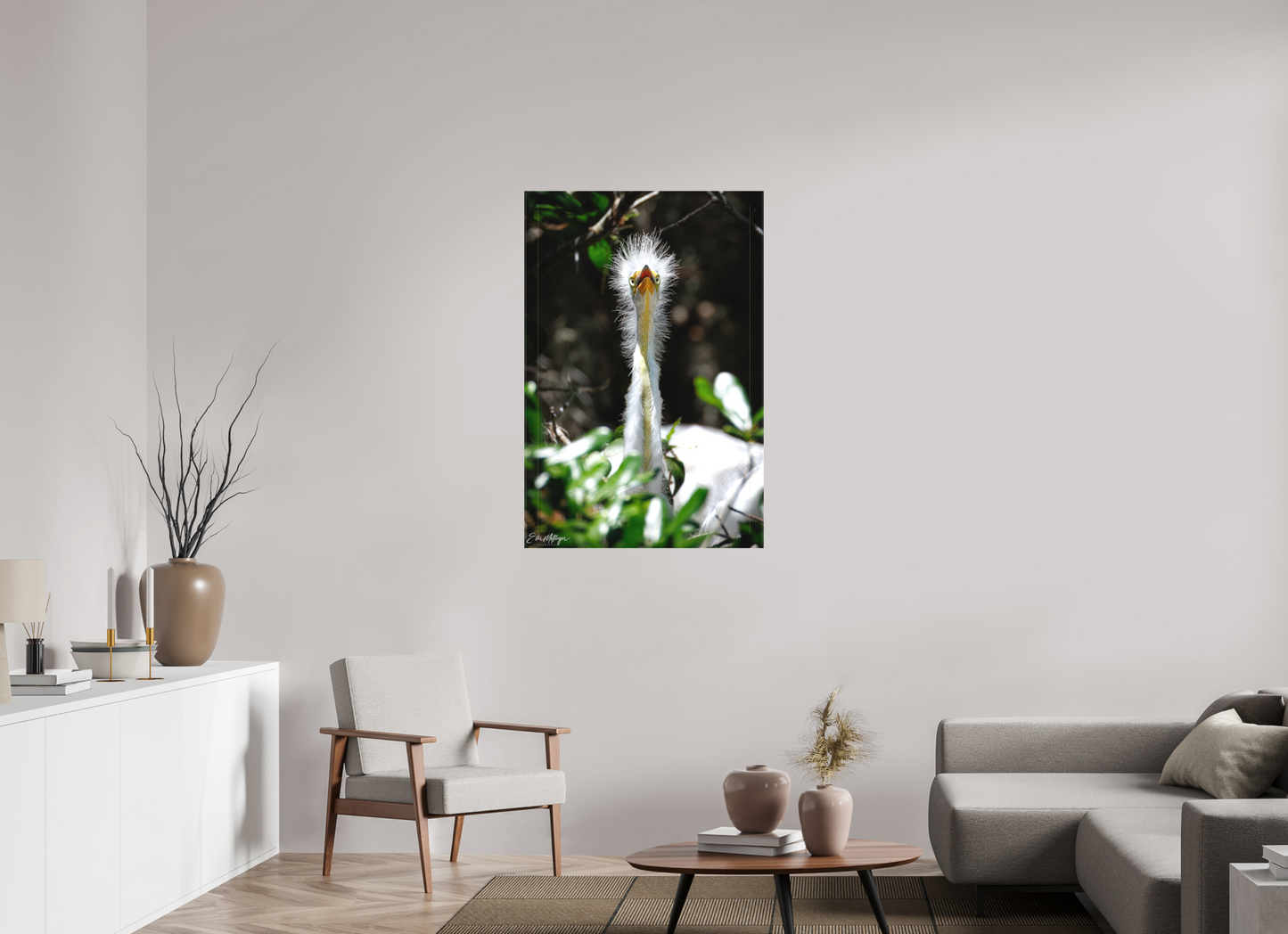 30 x 45″, Canvas "Wetland Punk" - Great Egret