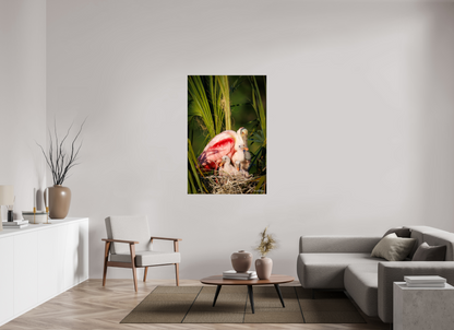 36 x 54″, Metal "Golden Hour Nest" - Spoonbills