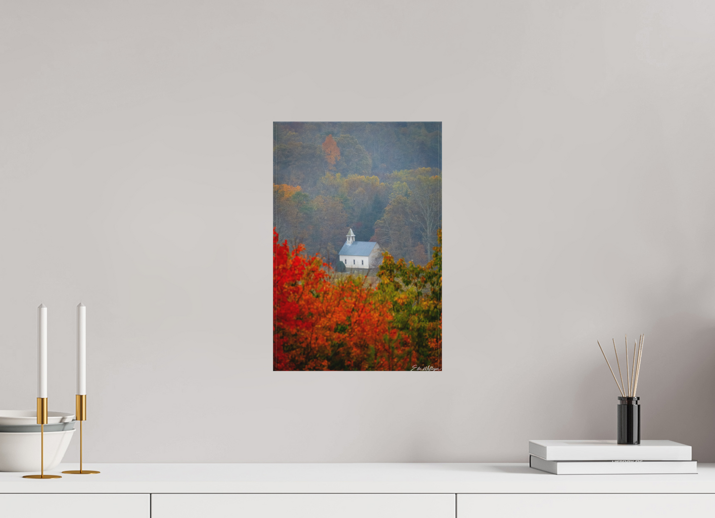 10 x 15″, Canvas Autumn Faith - Cades Cove Methodist Church