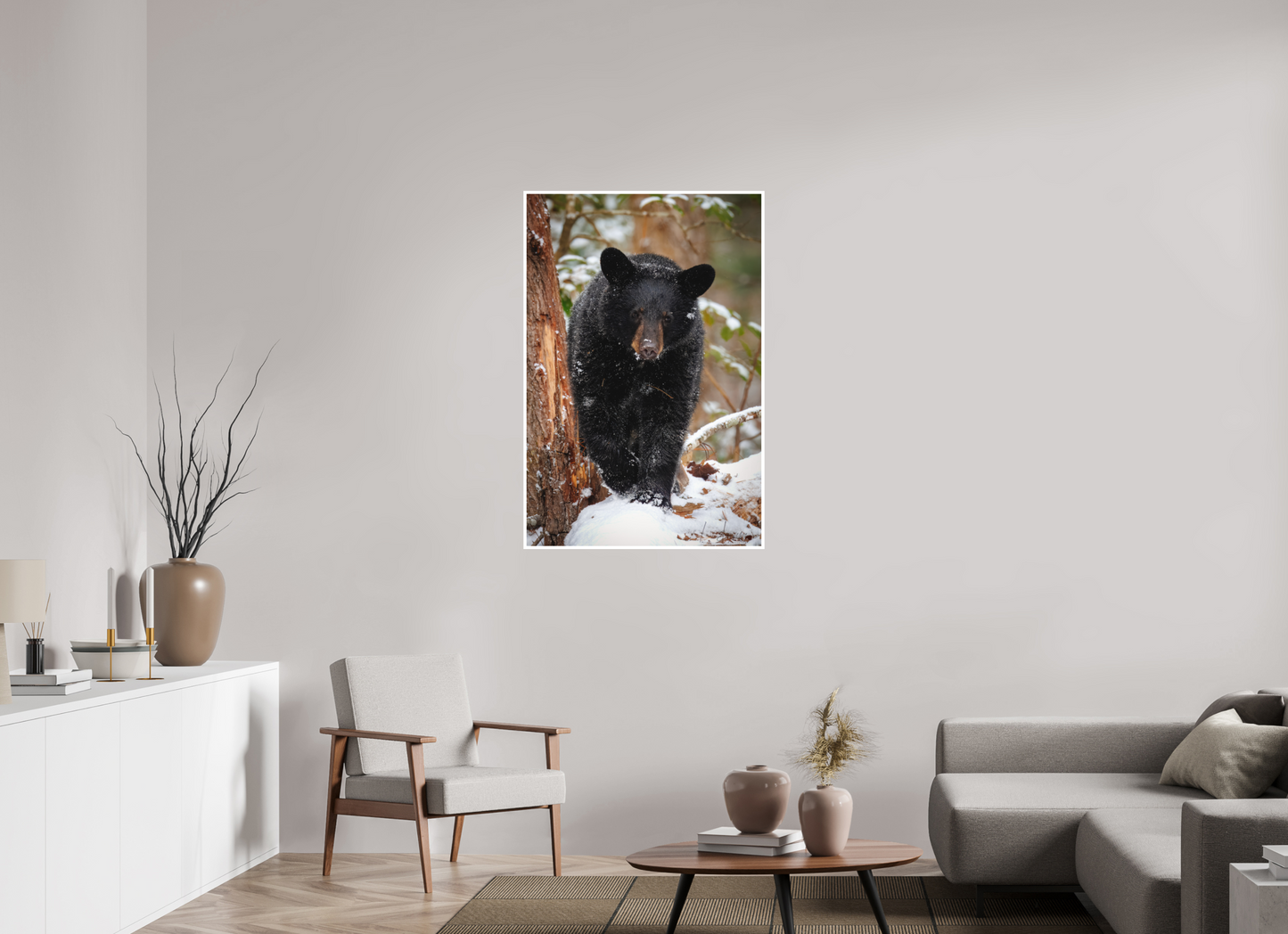 30 x 45″, Fine art print "Steps Through Snow" - Black Bear