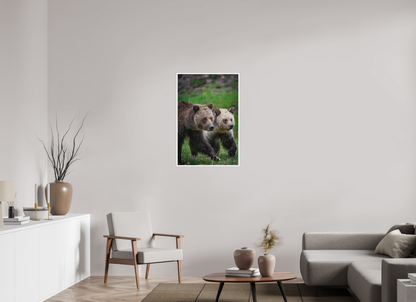 24 x 36″, Fine art print "Rainfall Stroll" - Grizzly Bears